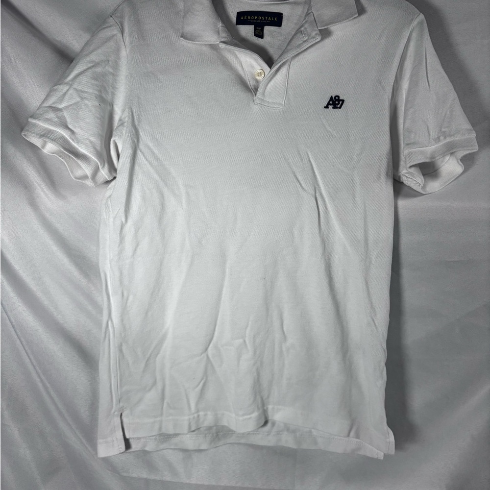 Aeropostale White Polo‎ Shirt with Navy Logo